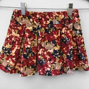 Koton Kids Girls Floral Corduroy Pleated Skirt Sz 3-4